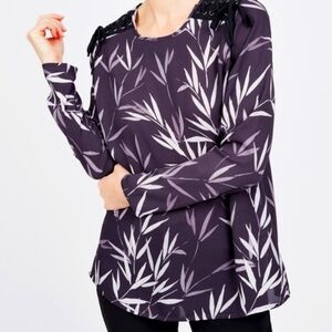 Noir Plum Lace/tie up Shoulder Me Blouse medium